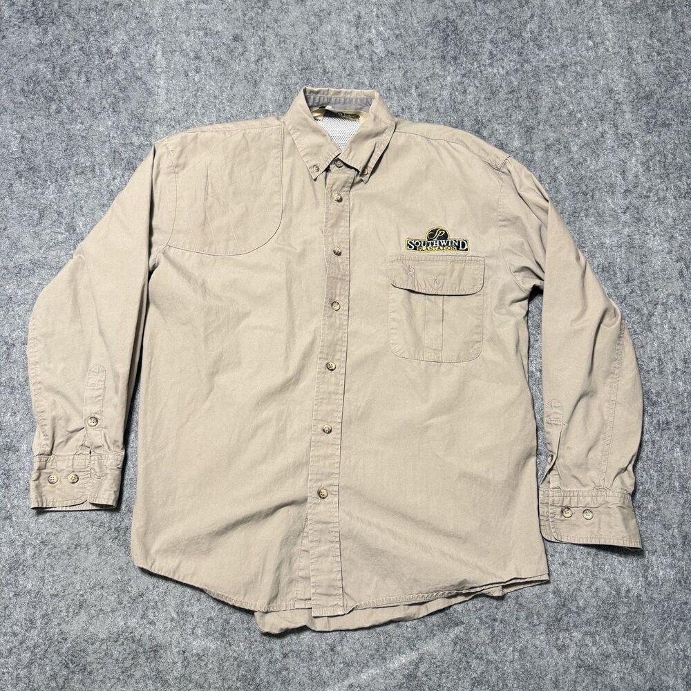 Bob Allen Shooting Shirt Mens L Khaki Southwind Plantation Quilted Vented